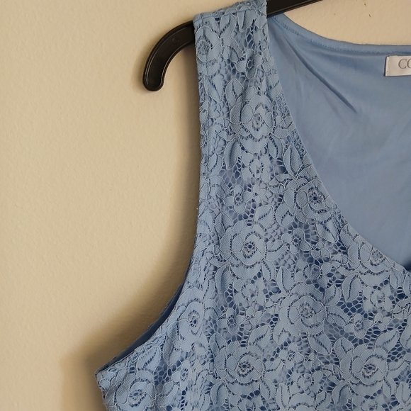 XL blue lace sleeveless tank by Company Ellen Tracy Blue lining - Picture 4 of 9